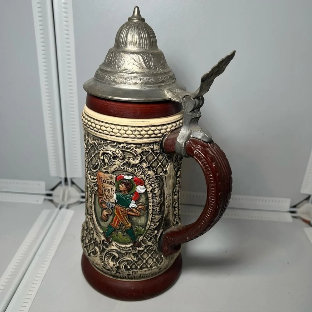 ALT GRENZAU 1894 WESTERN GERMANY LIDDED BEER STEIN